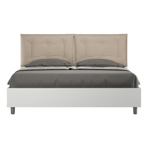 Cama con almacenaje 160x190 con cojines cuero sintético gris paloma Egos Annalisa