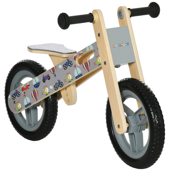 Bicicleta sin Pedales para Niños 3-6 Años con Sillín Ajustable 87x37x50cm Gris