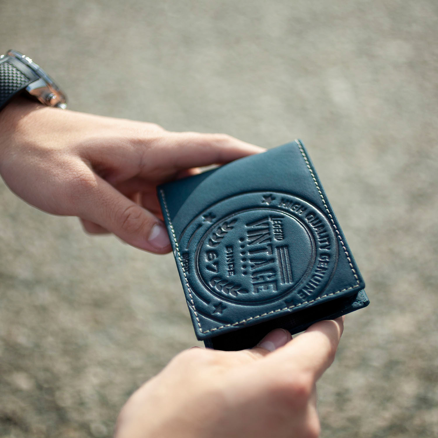 Cartera Hombre Piel Skpat Vintage Azul