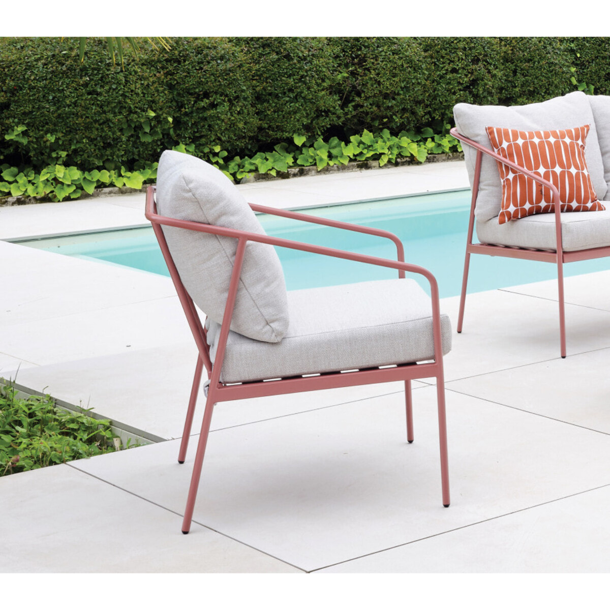 Salon de jardin en acier - 4 places - terracotta - CAP FERRET