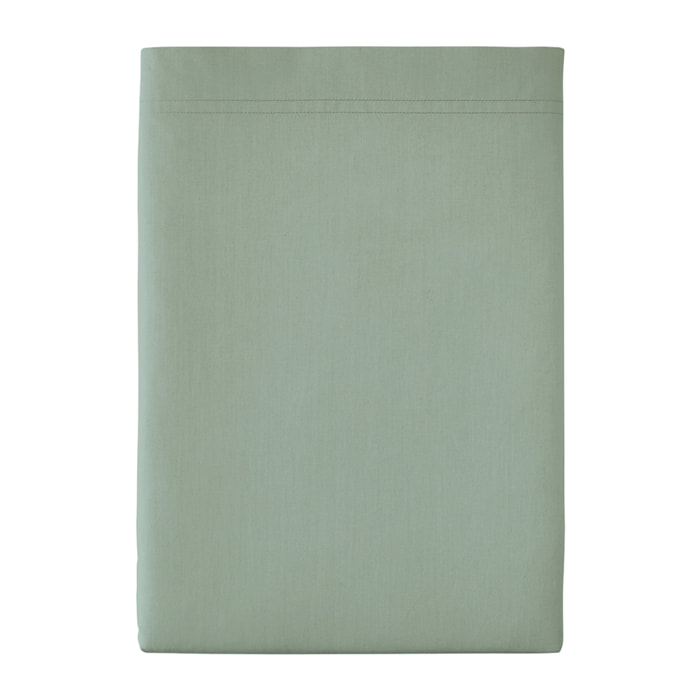 Drap plat uni en percale de coton, PREMIÈRE, Vert sauge