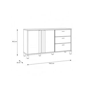 Buffet 154 cm bois effet chêne et noir - YAL