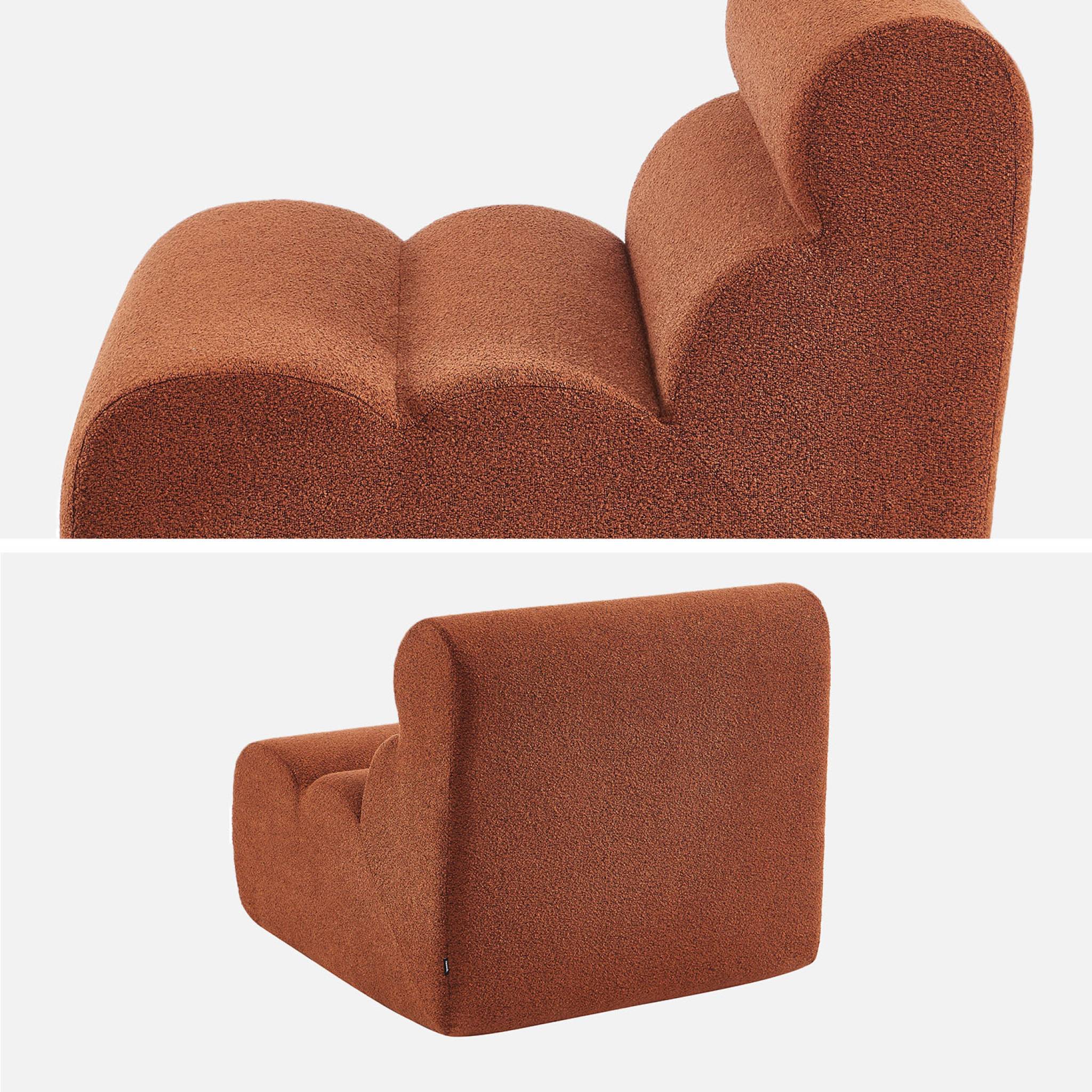 Chauffeuse bouclette texturée terracotta 1 place - L 81 x P 99 x H 75cm - Nova