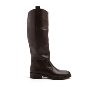 Stivale liscio con punta stondata - MARRONE