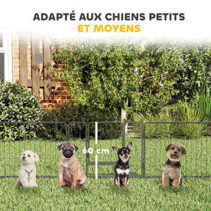 PawHut Parc enclos modulable pour animaux avec 2 portes - 12 panneaux modulables - acier noir