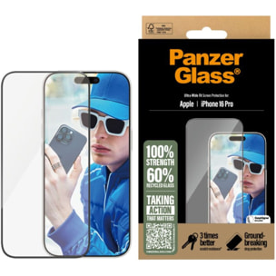 Protège écran PANZERGLASS iPhone 16 Pro verre trempé Ultra-Wide Fi