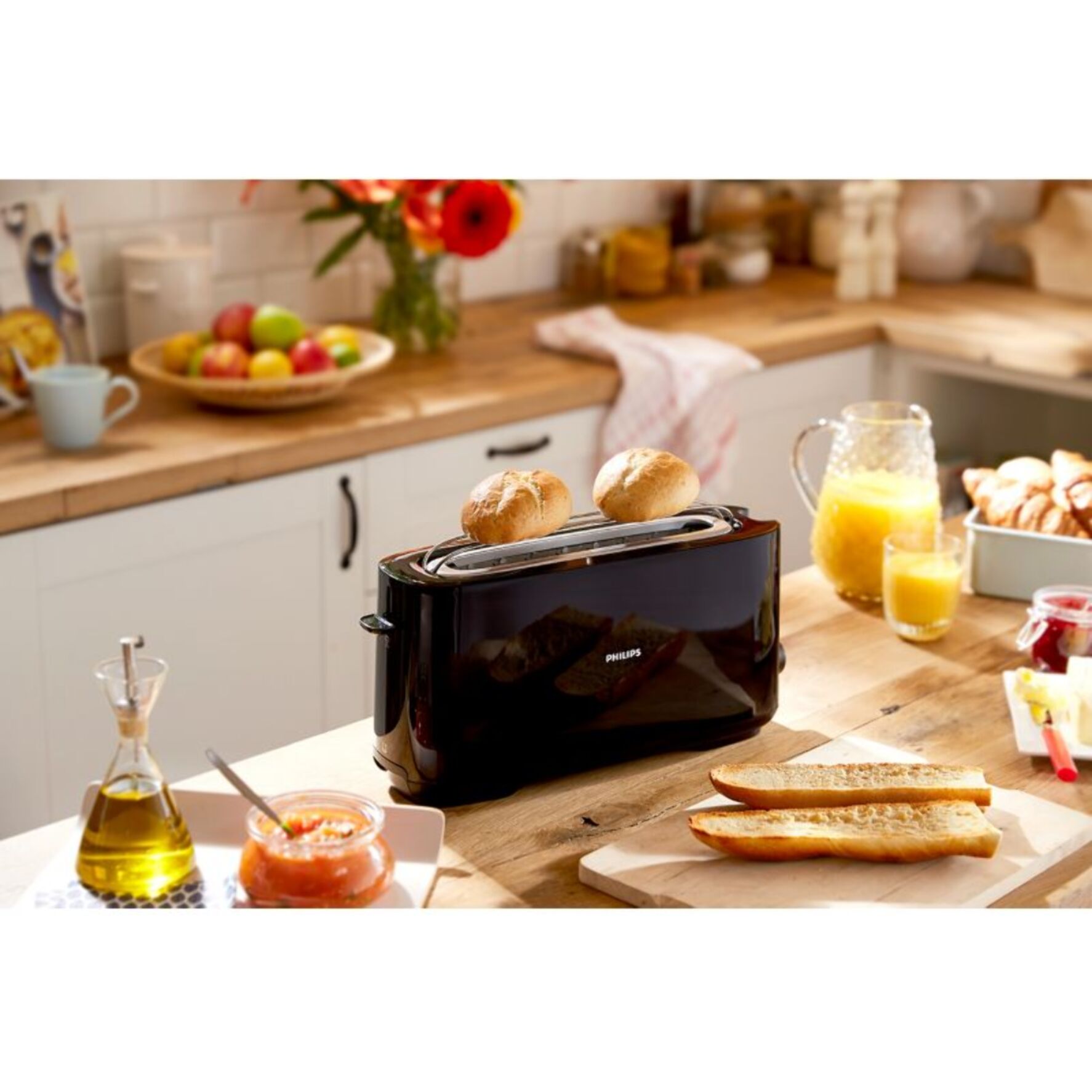 Grille-pain PHILIPS HD2590/90 Toaster noir Daily, 1 fente longue, 830W