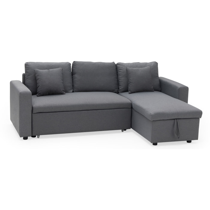 Canapé d'angle convertible CLARK 3 places gris