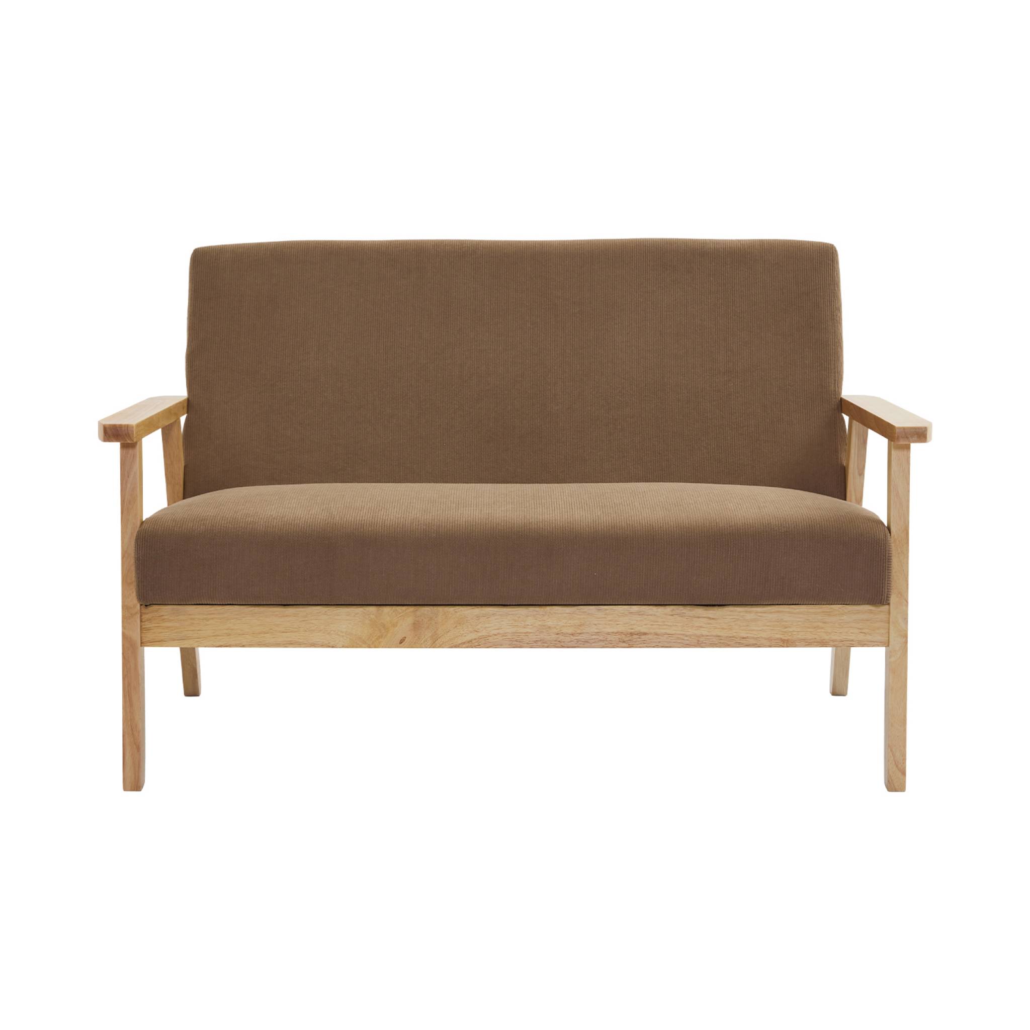 Banquette + fauteuil 3 places bois d'hévéa velours côtelé ISAK