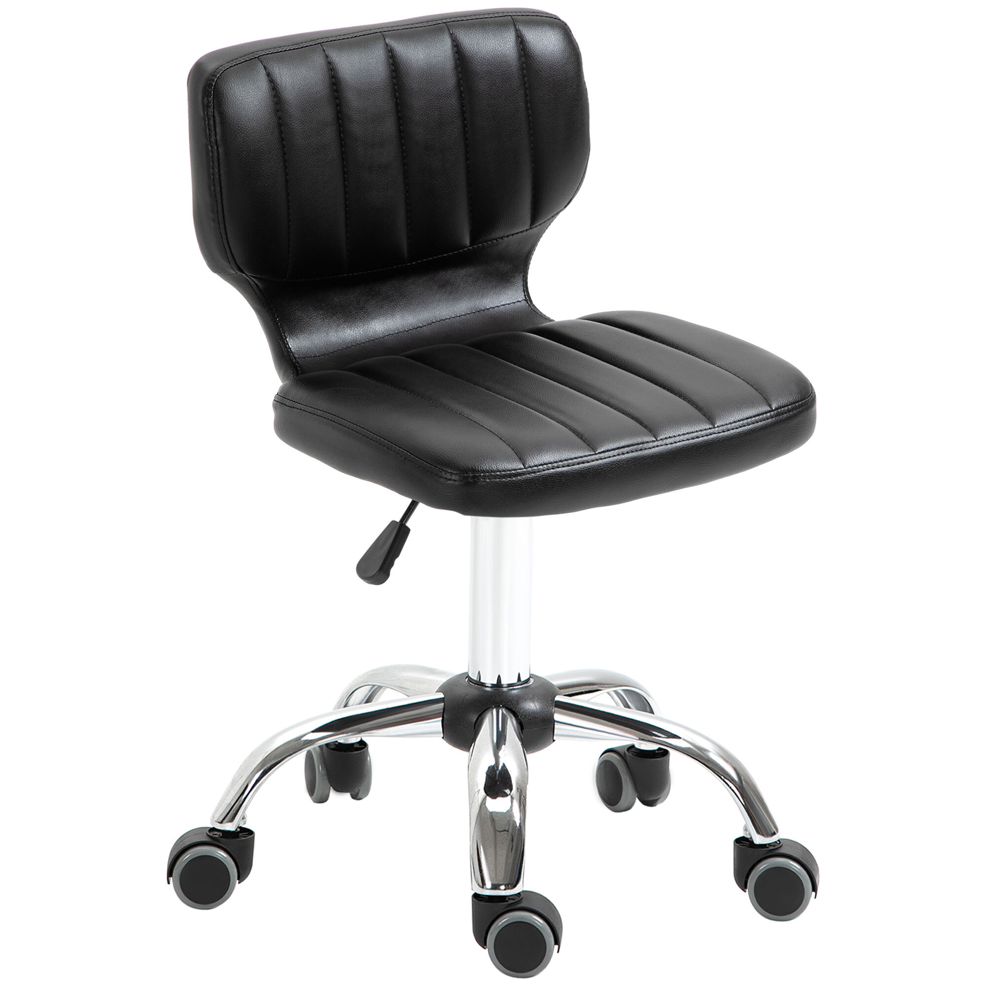 Tabouret de massage - tabouret de travail pivotant 360° - hauteur assise réglable 47-62 cm - revêtement synthétique matelassé noir métal chromé