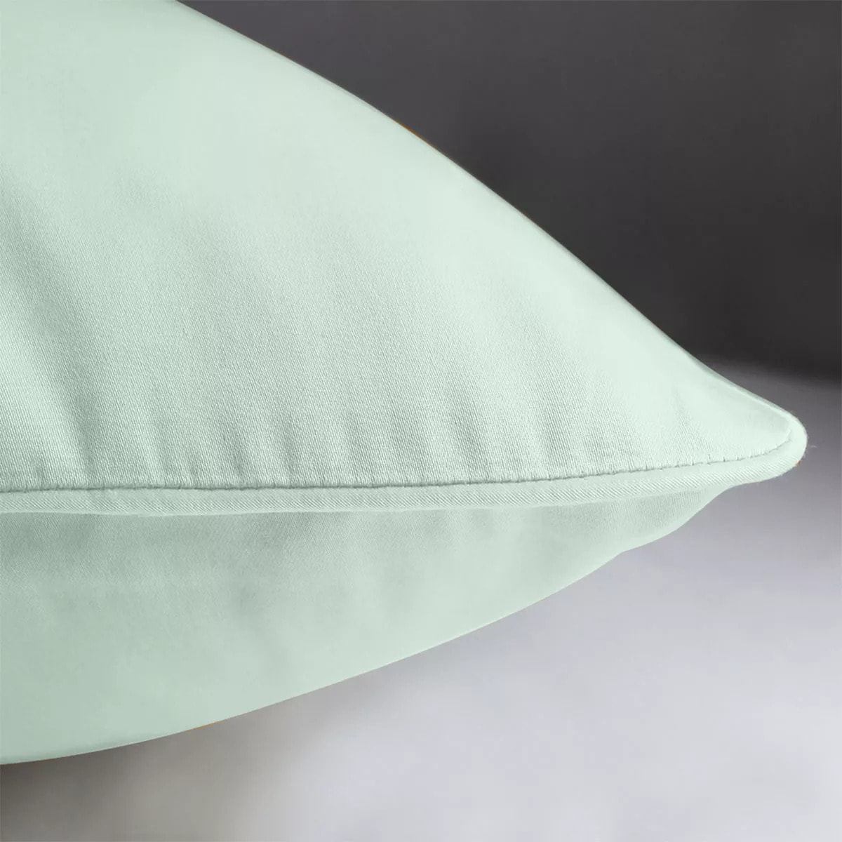 Lot de 2 taies satin de coton uni bleu Ava uni lagon