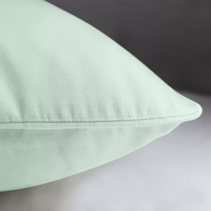 Lot de 2 taies satin de coton uni bleu Ava uni lagon