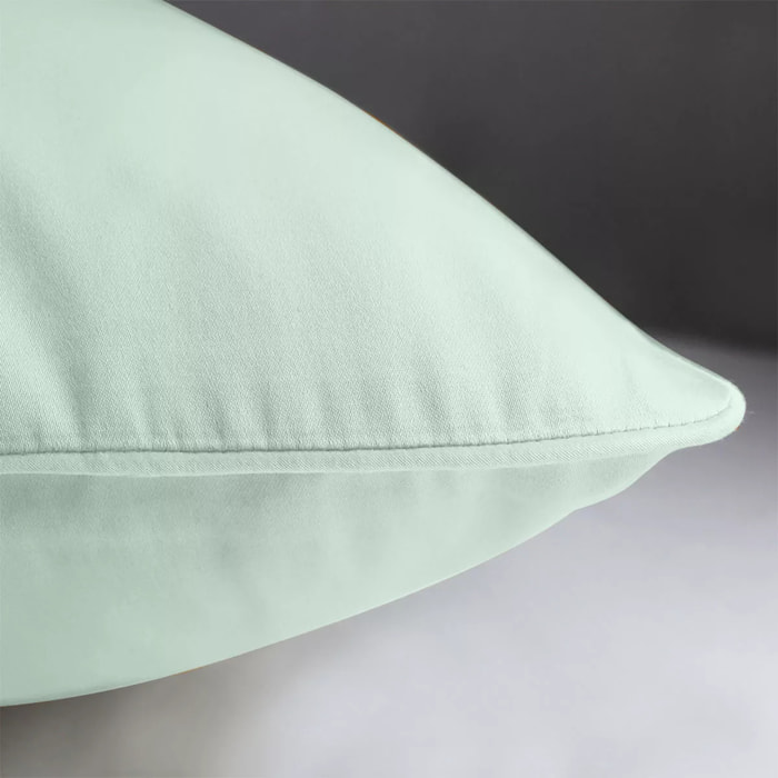 Lot de 2 taies satin de coton uni bleu Ava uni lagon