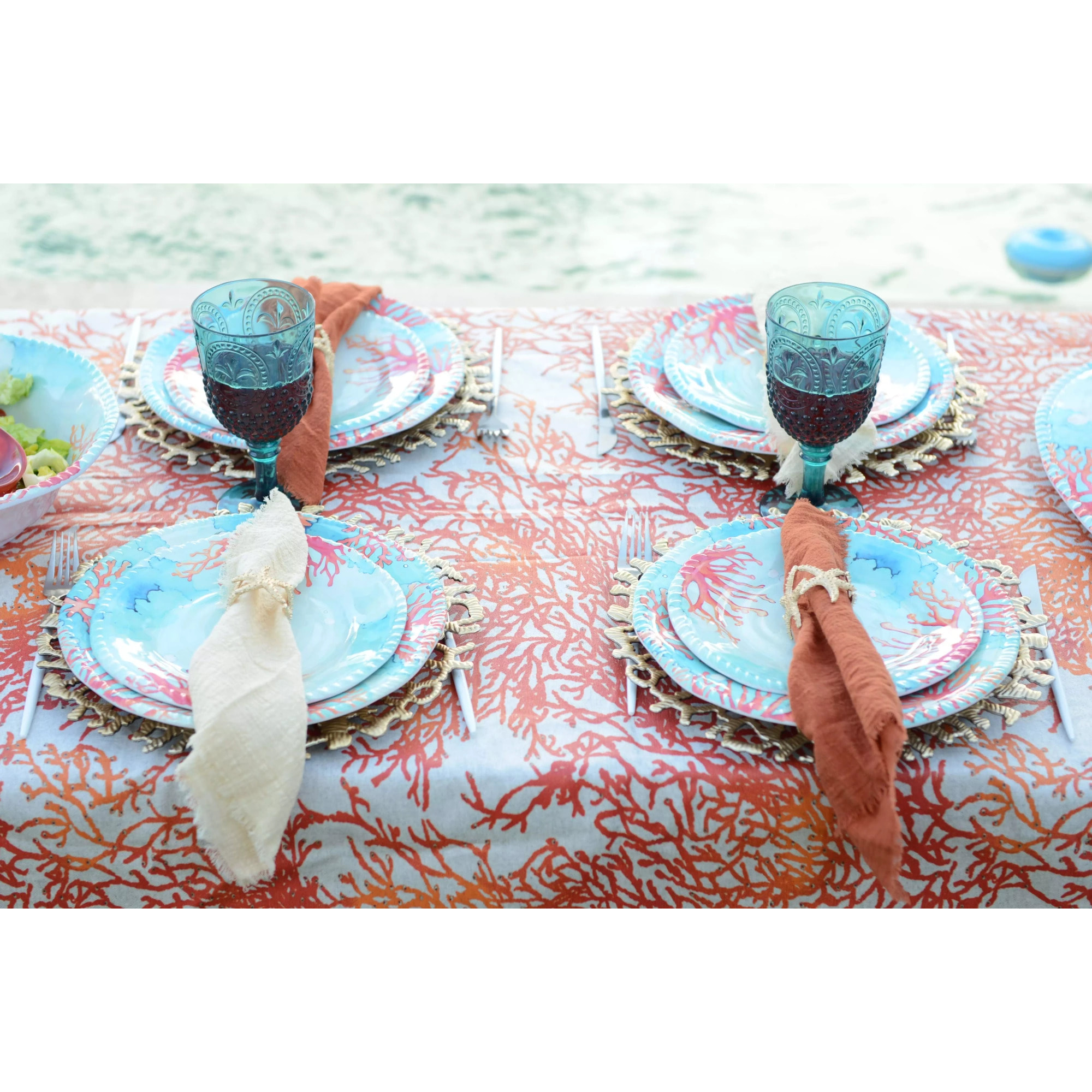 Lot de 6 Dessous d'assiette corail doré