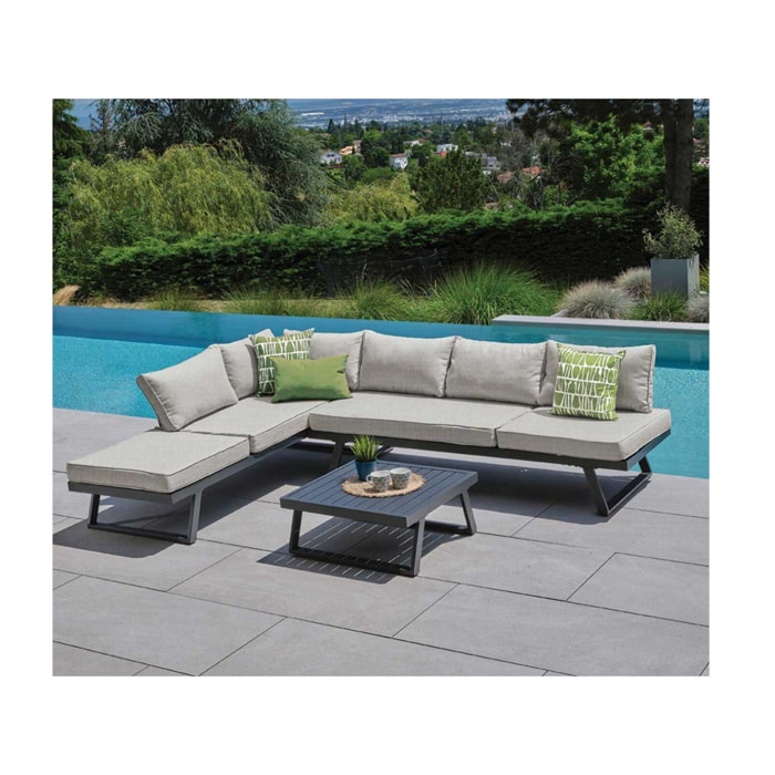 OAKLAND BEIGE - Salon de jardin modulable - 6 places