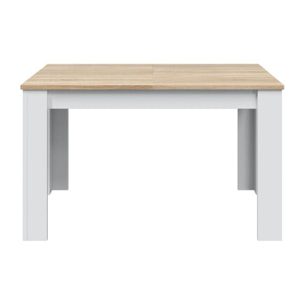 Mesa de comedor extensible Kendra 140 Blanco Artik (Blanco Mate) - Roble Canadian