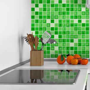 Stickers muraux - Sticker Mural Carrelage adhésif Cuisine Salle de Bain - 9 STICKERS CARREAUX DE CIMENT MOSAÏQUES NUANCE DE VERT
