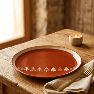 Lot de 6 assiettes plates 26cm en grès brique  MONTAGNE