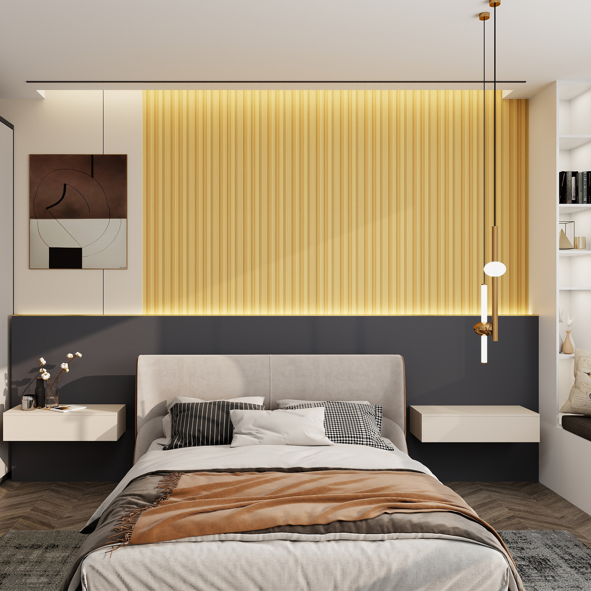 Bach - Set 8 Pannelli Fonoassorbenti Decorativi 150x18 cm per Interno ed Esterno in WPC Oak