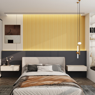 Bach - Set 8 Pannelli Fonoassorbenti Decorativi 150x18 cm per Interno ed Esterno in WPC Oak