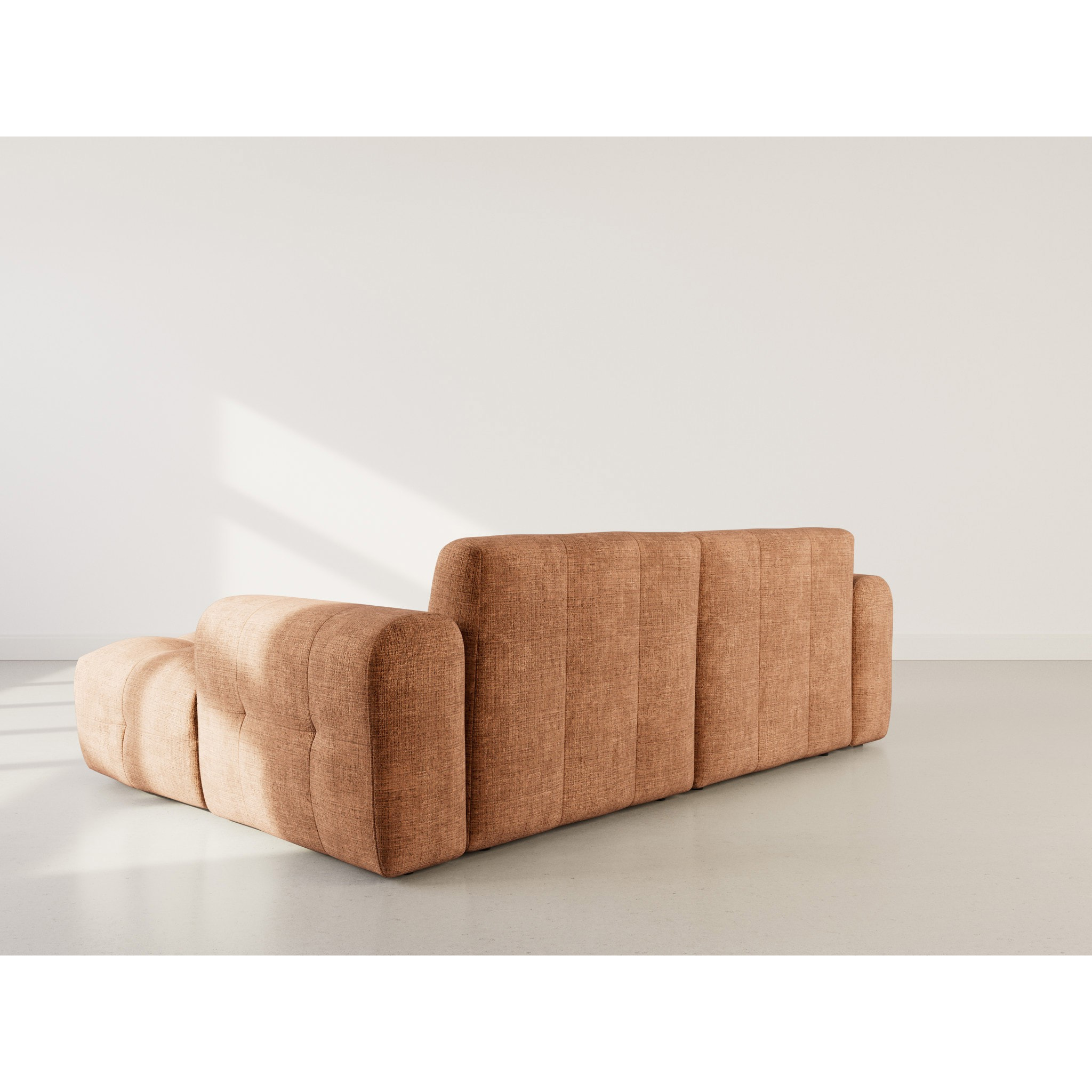 Diane - Canapé d'angle droit 4 places en velours texturé - Terracotta