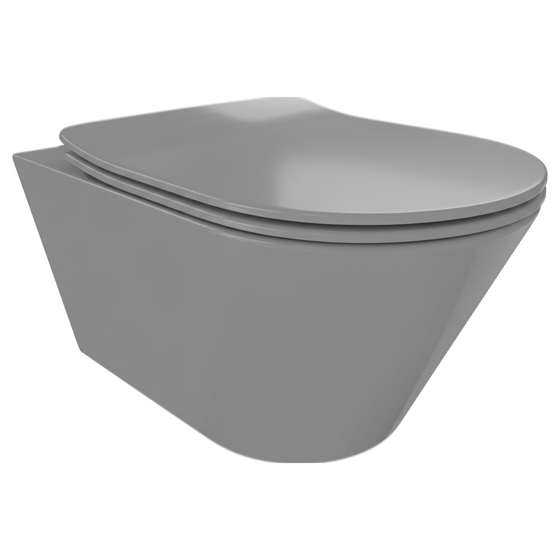 Coppia Sanitari Sospesi Vaso WC Rimless Con Tornado Flush E Bidet Sospeso Moderno Tondo In Ceramica Con Copriwater Chiusura Soft Close Grigio Opaco