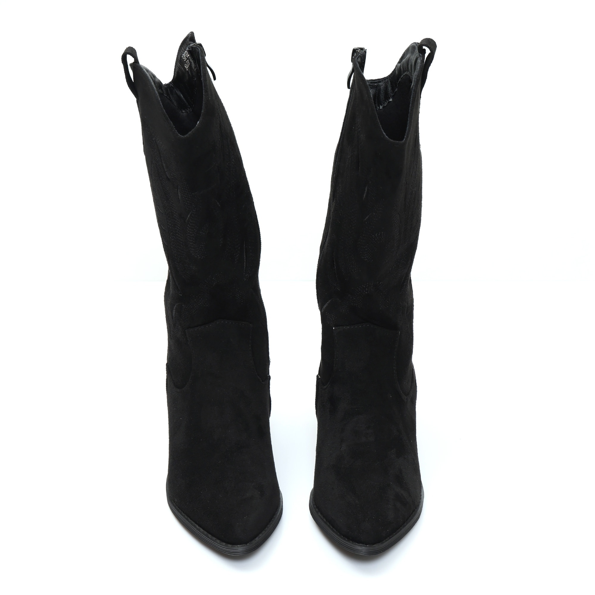 Stivali texani in simil pelle scamosciata con ricamo