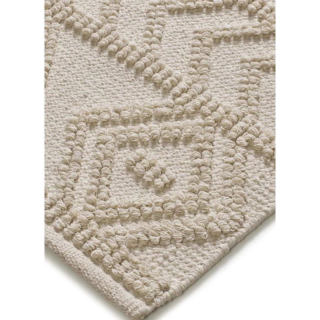 PAMUK Alfombra étnica algodón reciclado con relieve en crema, varias medidas disponibles