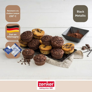Moule à muffins 12 empreintes 38 x 26 cm Zenker Black Metallic