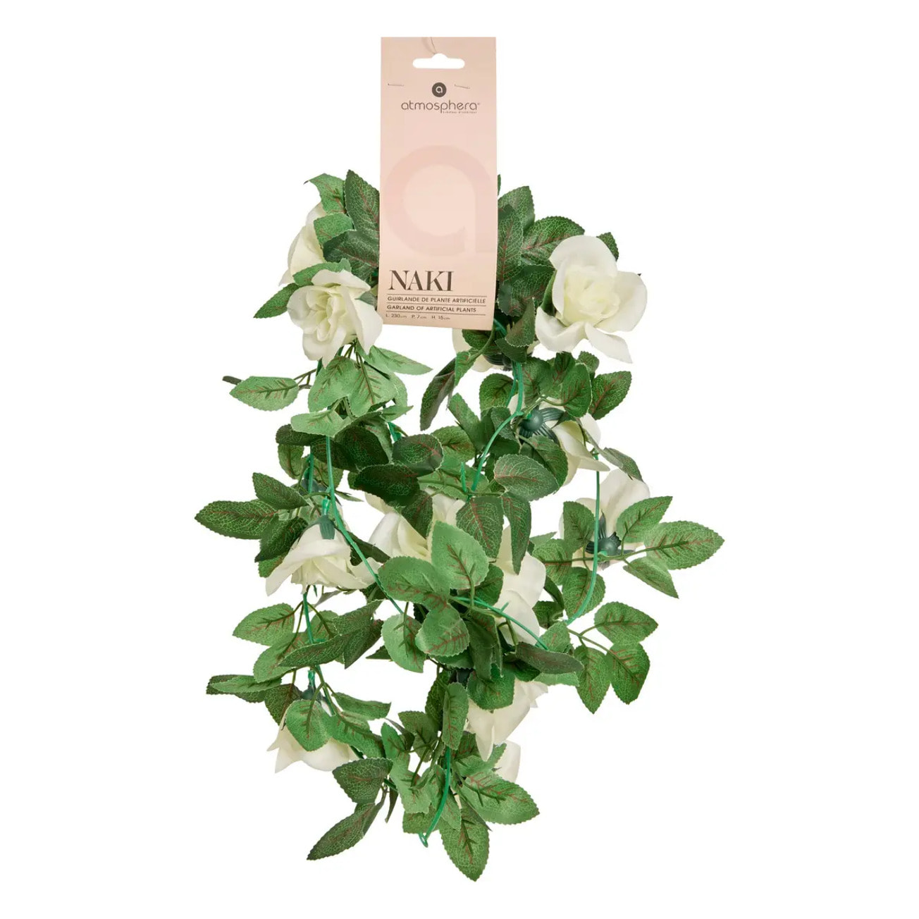Guirlande de roses artificielle "Naki" blanc H230cm