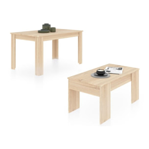 Pack mesa de comedor 140 y mesa de centro Vita Roble Canadian