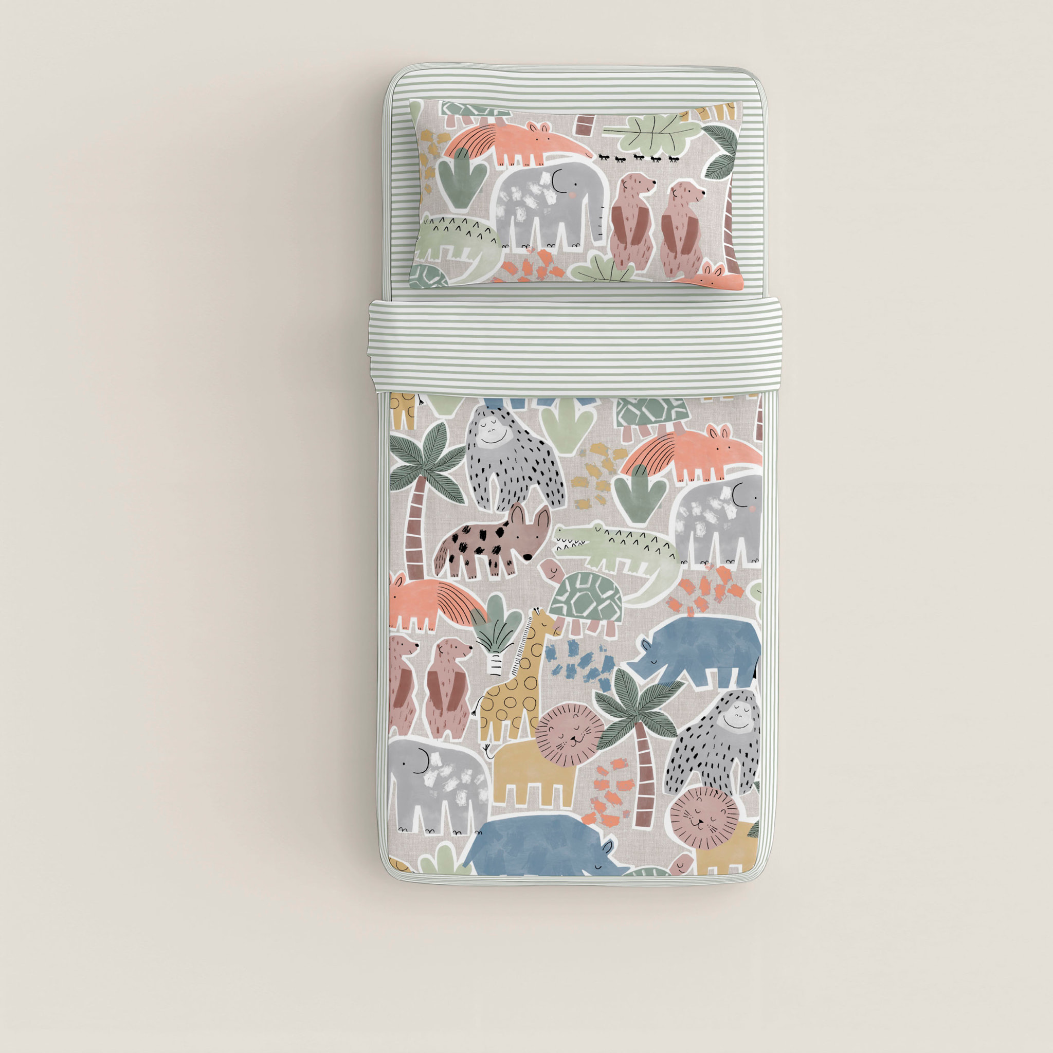 Saco Nórdico Estampado - Infantil - 100% Algodón - Sin relleno - Incluye 1 Funda de Almohada - Manila