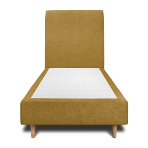 Lit avec tête de lit tapissée tissu et sommier tapissier Ep20