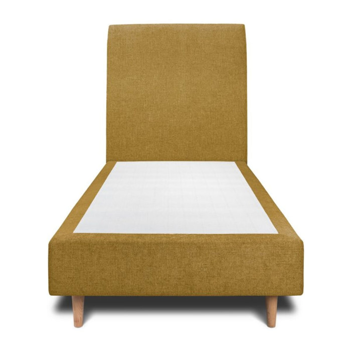 Lit avec tête de lit tapissée tissu et sommier tapissier Ep20