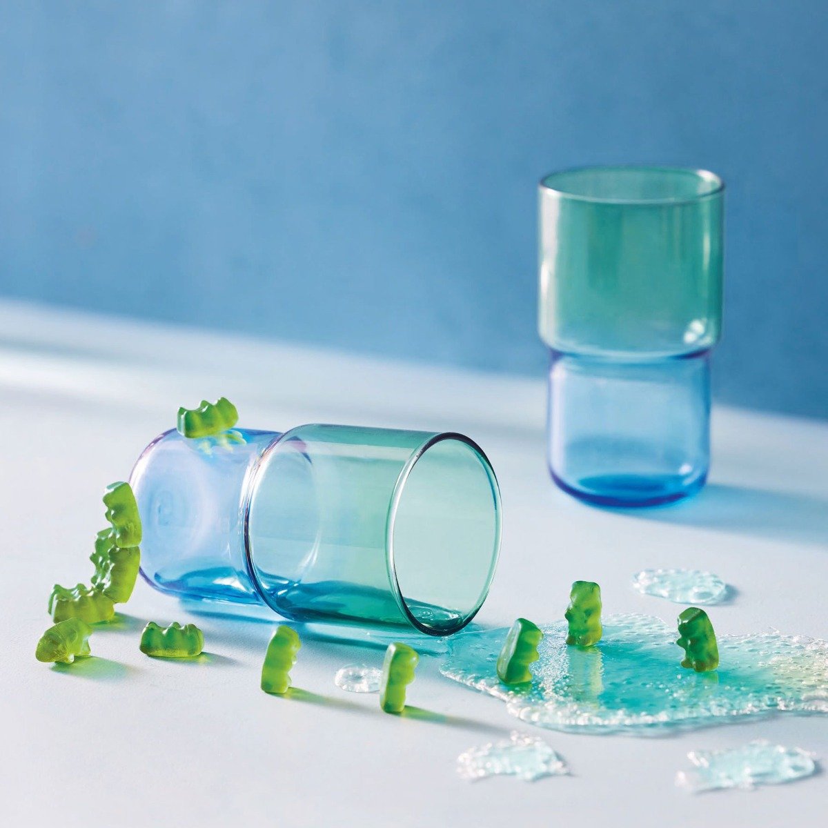 Juego de jarra y 6 vasos de agua 32 cl azules Candy Mix - Luminarc