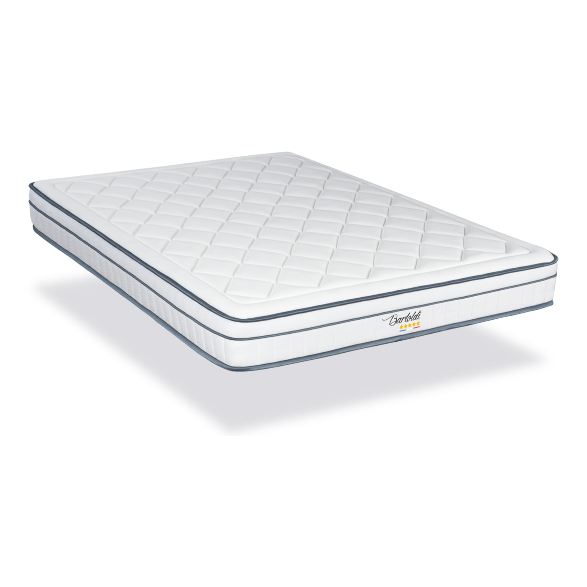 Ensemble Matelas Hybride Bartoldi & Sommier KIT15, 22 cm, Ressorts Ensachés & Mémoire de Forme, technologie Tri-Lattes, Soutien Ferme