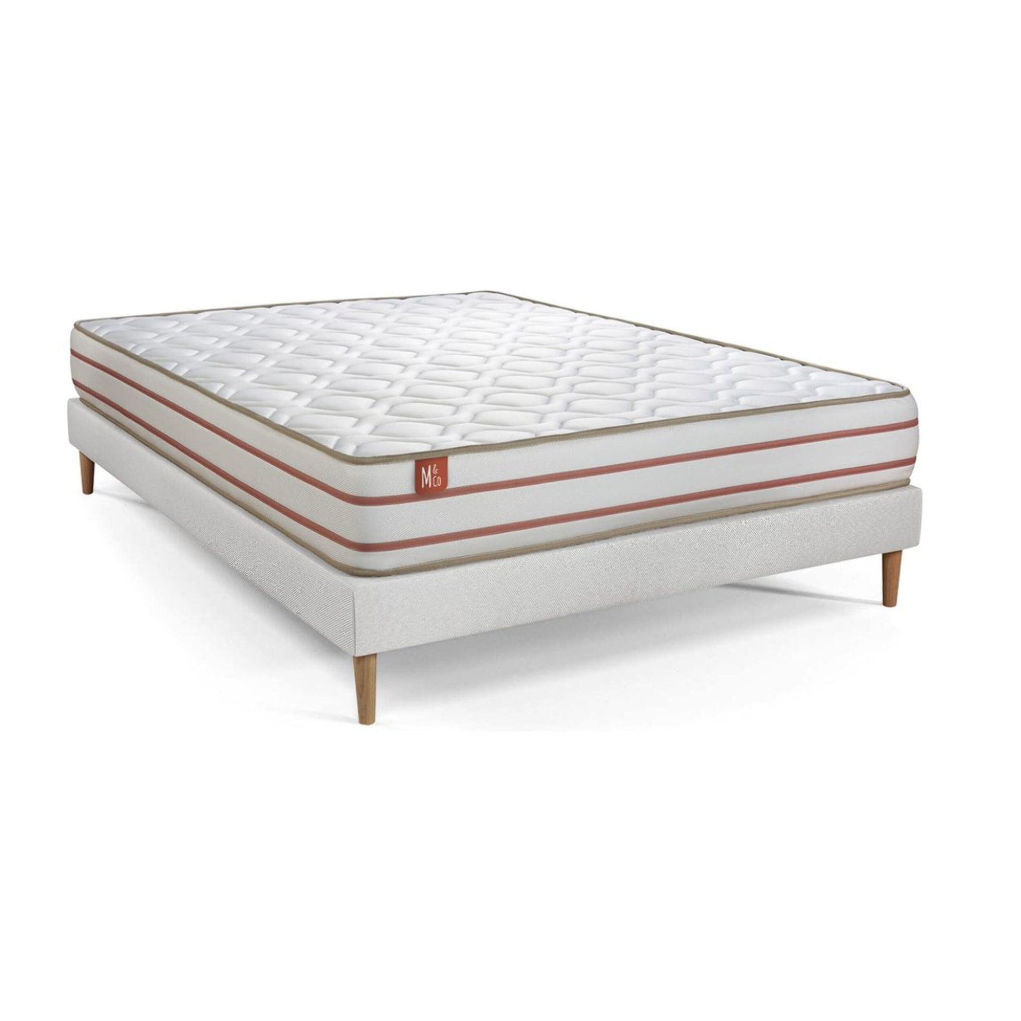 Ensemble Matelas Le Doux - 24cm - Mémoire de forme - Zéro transfert de mouvement - Sommier kit Blanc
