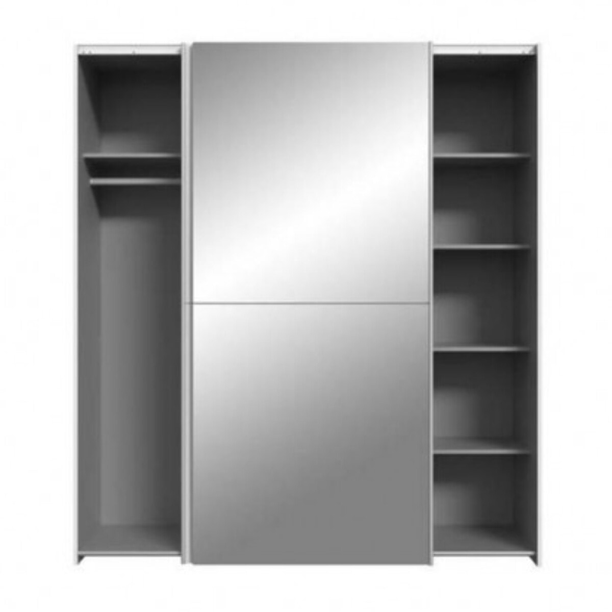 Dressing Armoire 2 portes coulissantes 5 tablettes et 1 miroir - 6 coloris - THAIS