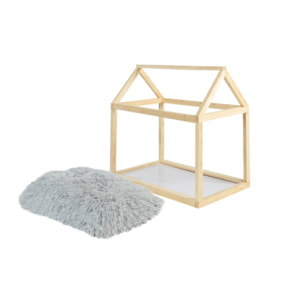 Lit cabane pour chat avec coussin gris