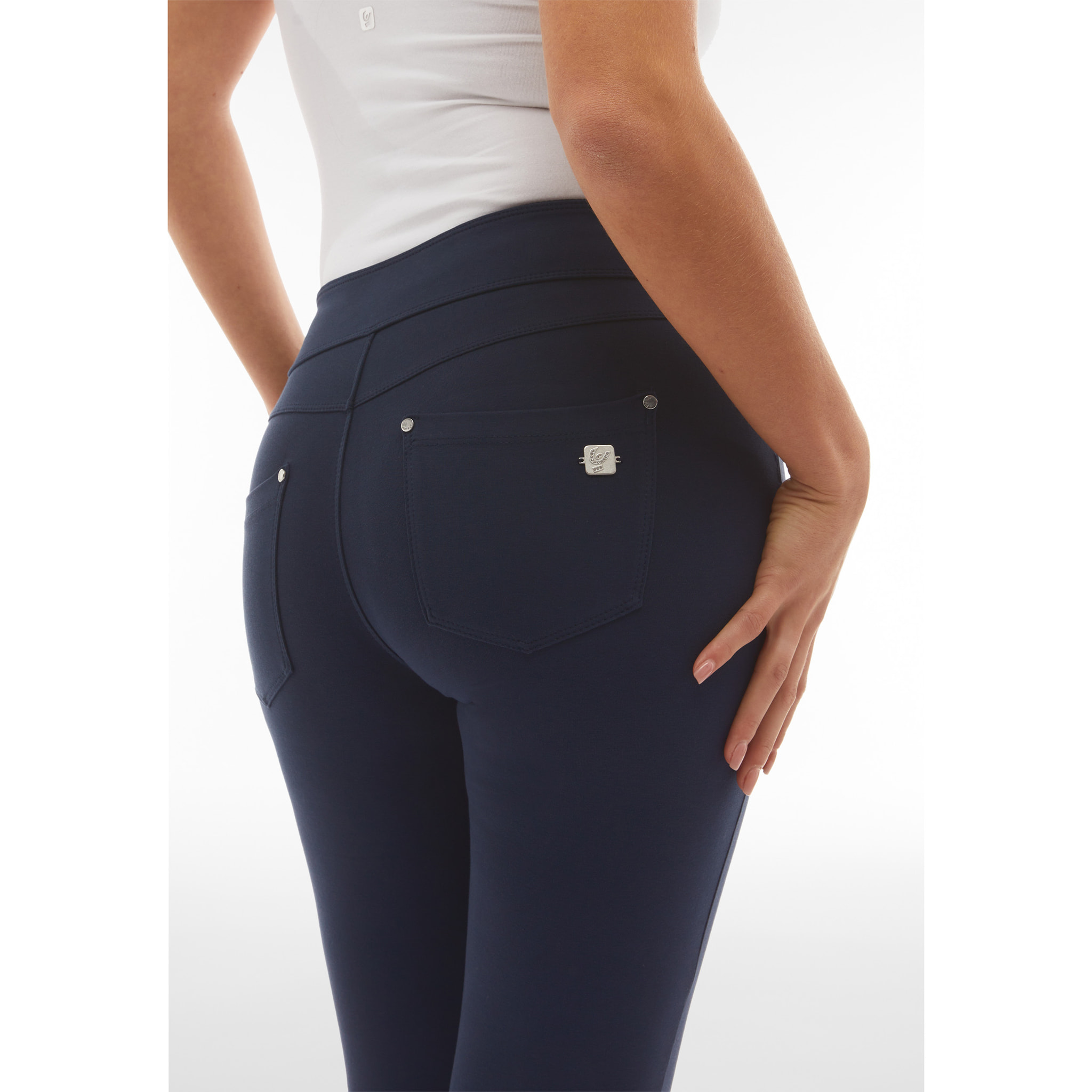 Pantaloni N.O.W.® skinny vita media risvoltabile in jersey