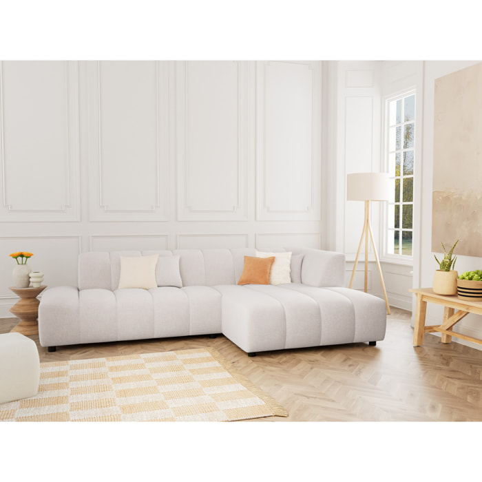 Curtis - canapé d'angle droit 4 places sans accoudoir en tissu texturé - Beige
