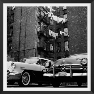 Affiche Photo ancienne New York - Vue sur cour Affiche + cadre en bois - Noir