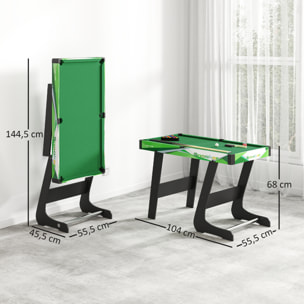 Mesa de Billar Plegable 104 cm, con Accesorios Incluye 16 Bolas, 2 Tacos, Tiza, Triángulo y Cepillo, Mesa de Billar Portátil para Niños y Adultos, Verde