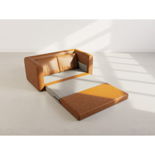 Marilia - canapé 2 places convertible déplimousse en simili - Cognac