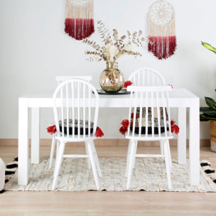 Table à manger extensible Gael -bois massif et panneau de mdf-couleur laqué blanc mat 140 x 78 x 90 cm