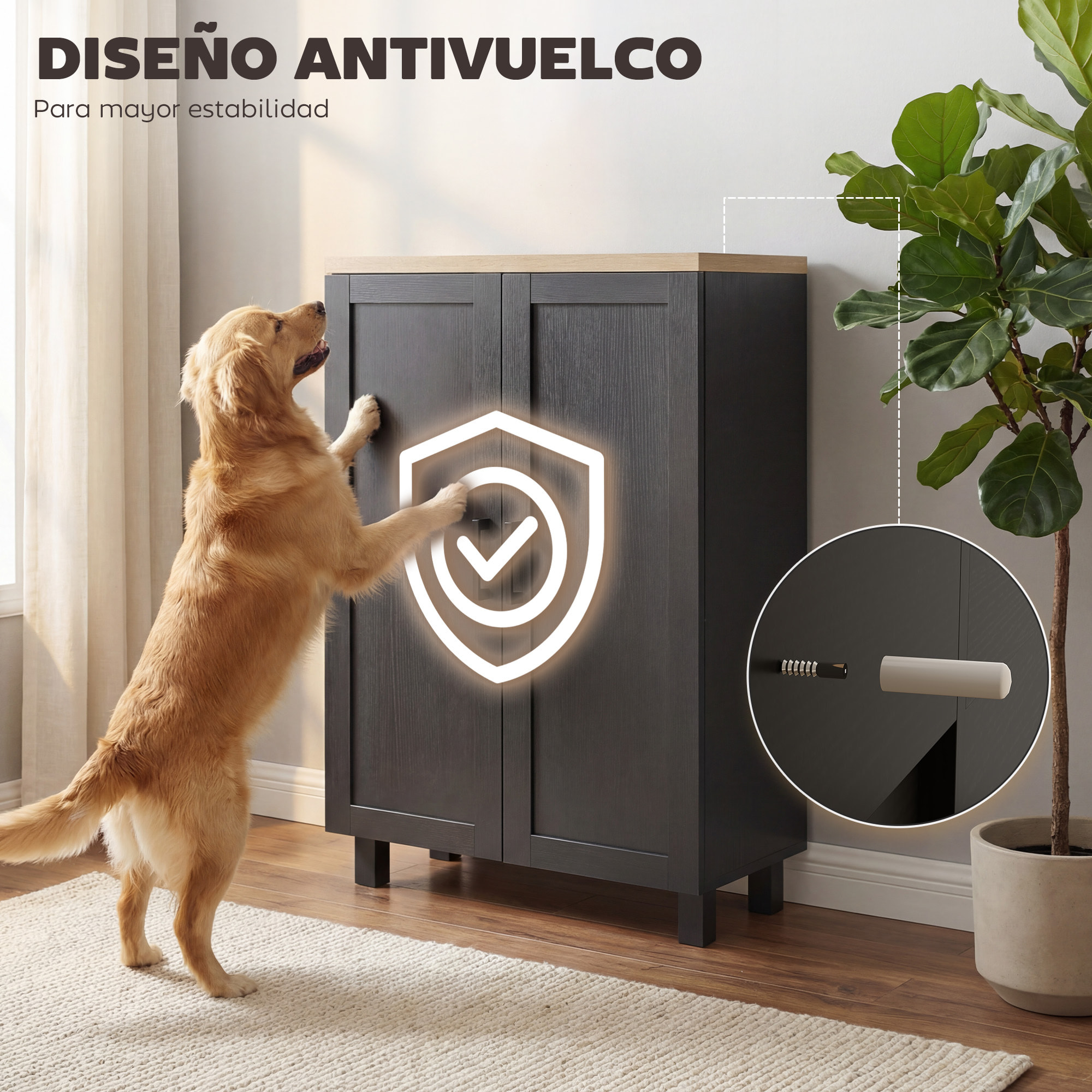 Aparador de 2 Puertas, Aparador de Salón Estrecho, Armario de Cocina con Estante Ajustable, para Cocina, Entrada, Dormitorio, 60x30x90 cm, Negro