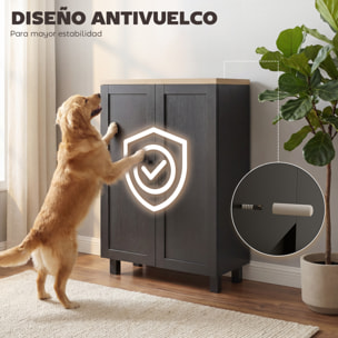 Aparador de 2 Puertas, Aparador de Salón Estrecho, Armario de Cocina con Estante Ajustable, para Cocina, Entrada, Dormitorio, 60x30x90 cm, Negro