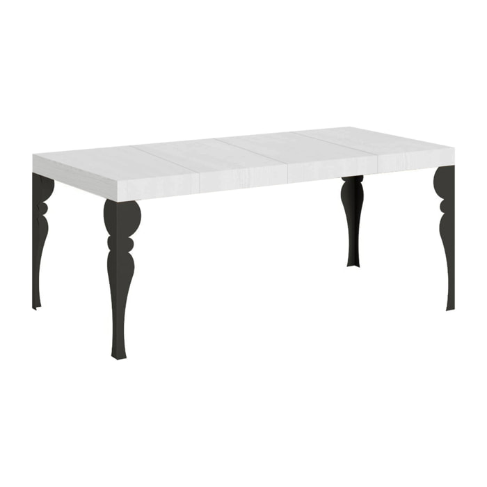Table extensible 90x90/246 cm Paxon Premium Frêne Blanc cadre Anthracite
