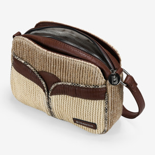 Bolso bandolera cuero en rafia con cadena