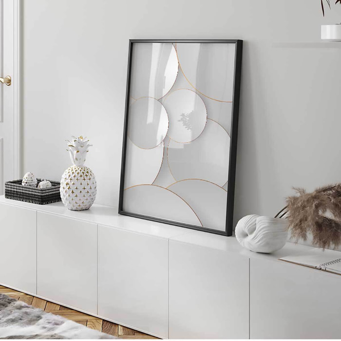 Affiche encadrée abstraite formes circulaires minimalistes Affiche + cadre en métal - Noir